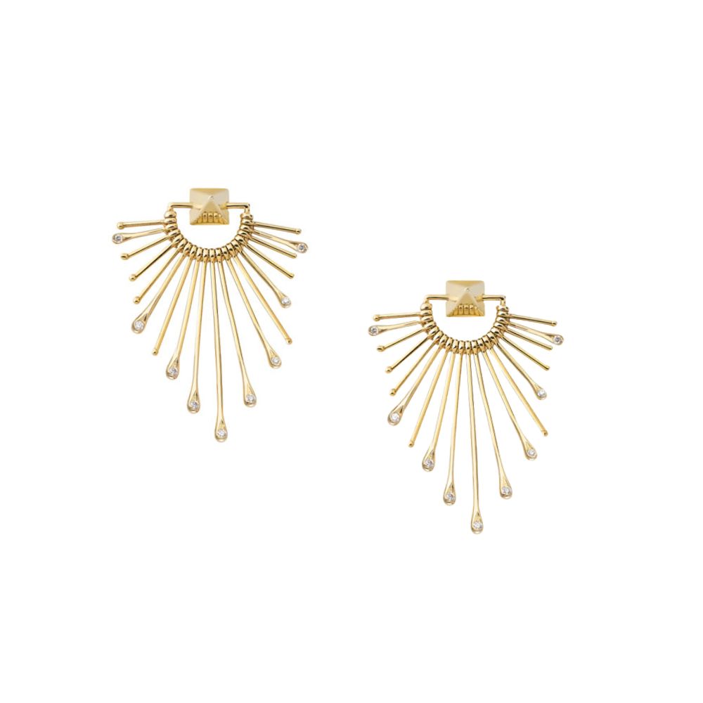 Peruffo 18k Yellow Gold Slide + Diamond Shield Earrings